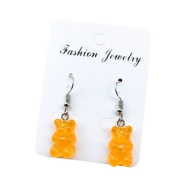 Lovely Gummy Bear Earrings Cartoon Animal Bear Drop Earrings Candy Color Dangle Earring Christmas Earrings For Women Jewelry - Окраска металла: Orange