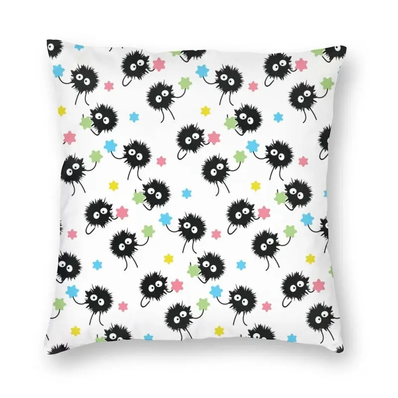 Anime Soot Sprites Cushion Covers Sofa Living Room Ghibli Spirited Away Square Pillow Cover 45x45 | Дом и сад