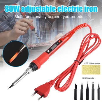 

220V 80W LCD Electric Soldering Iron Adjustable Temperature Tool with Soldering Iron Tips CLH@8
