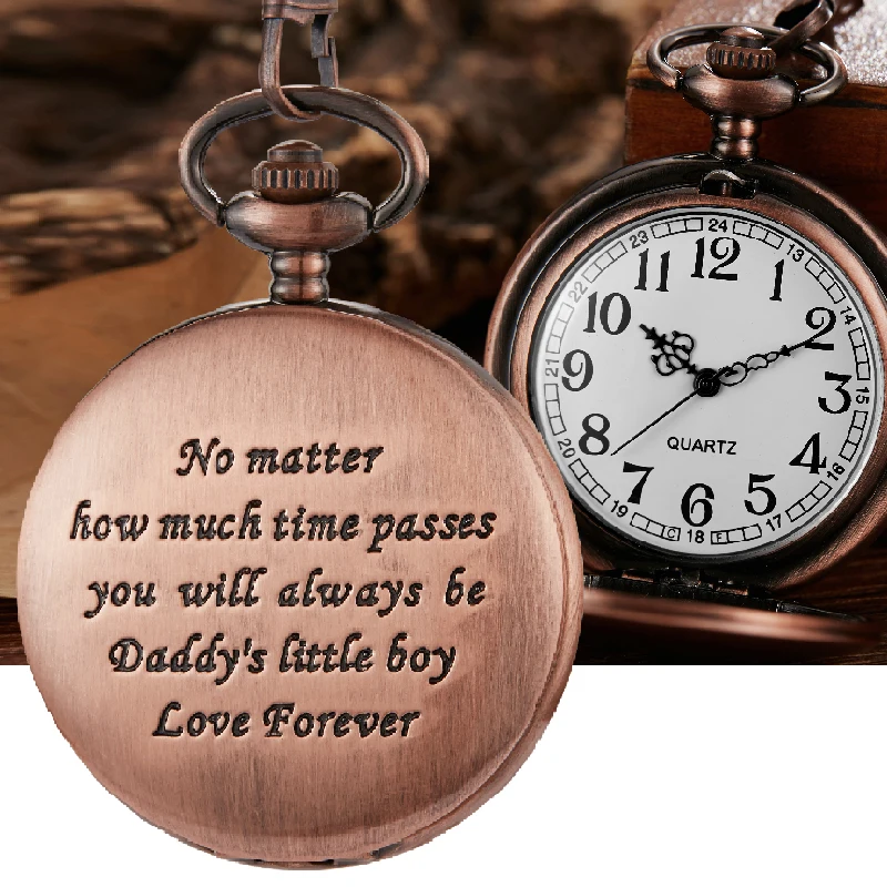 My Little Boy I LOVE YOU FOREVER Children's Day Gifts Pocket Watches DAD Mom Mother Father to Son Quartz Fob Chain Pendant Watch |