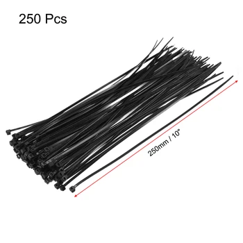 

uxcell Cable Zip Ties 250mmx3.6mm Self-Locking Nylon Tie Wraps Black 100pcs