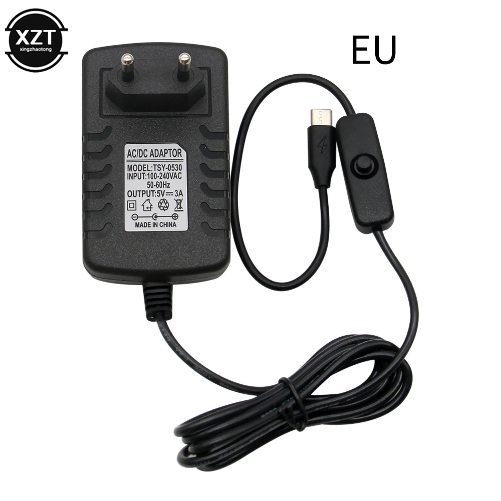 Raspberry Pi 4 Type-C Power Supply 5V 3A Power Adapter ON/OFF Switch EU US AU UK Charger for Raspberry Pi 4 Model B