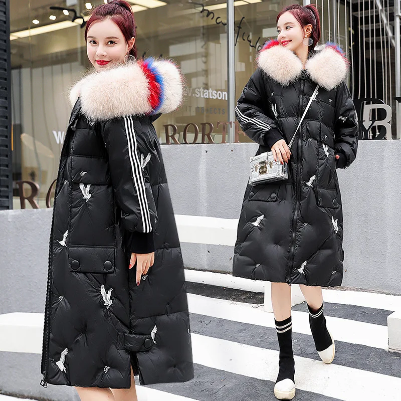

2019 New Style WOMEN'S Cotton-padded Clothes/Cotton Coat Hooded Zipper Printed Mid-length Warm Ladies' Slim Fit Fashion