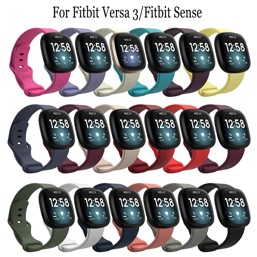 

S/L Size Silicone Sport Wristbands Compatible For Fitbit Versa 3/Fitbit Sense Watchband Replace Watch Bracelet Accessories Strap