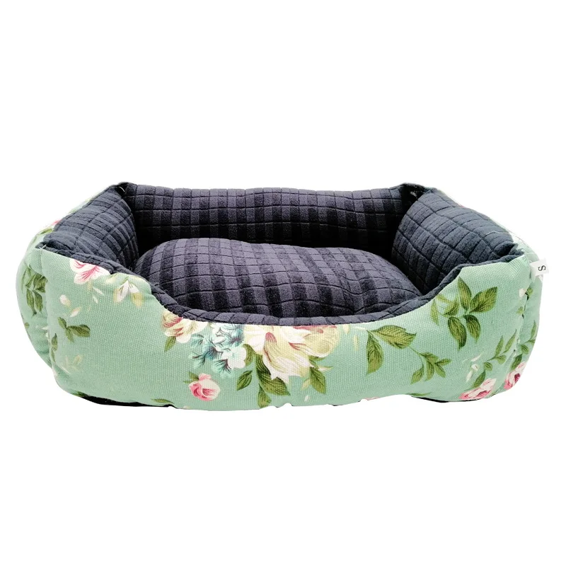 green flower Милый мультяшный домик для питомца, собаки, кошки, флисовый теплый коврик-гнездо, коврик для домашнего питомца, кровать, диван, спальный мешок, зимнее гнездо, будка для собак, коврик - Цвет: green flower