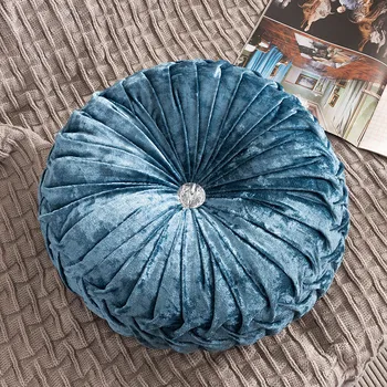 

Round Pumpkin Throw Pillow Velvet Pleated Couch Cushion Floor Pillow for Sofa Chair Bed Car Home Decoration QJS Shop