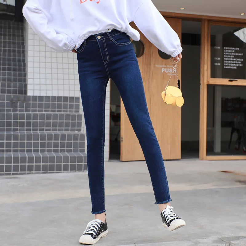 

Photo Shoot Autumn New Style Large Size High-waisted Elasticity Flash Cowboy WOMEN'S Pants Fat Mm 200 Super Fire Skinny WOMEN'S