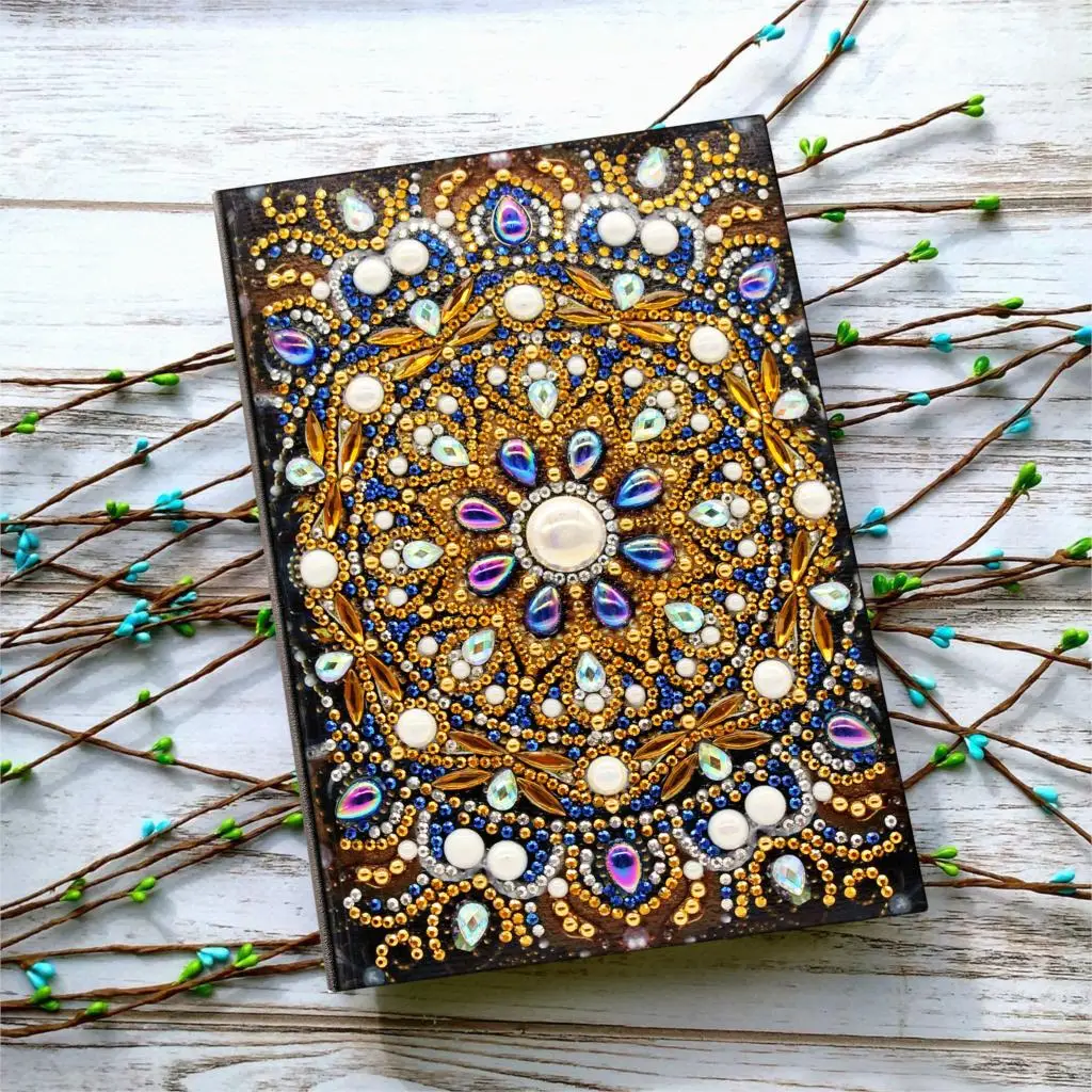 Dpsupr Diy Art Алмазный альбом для рисования дневник Полный Круглый Вышивка мозаикой из стразов A5 64 страницы сова с изображением павлиньей мандалы бабочки