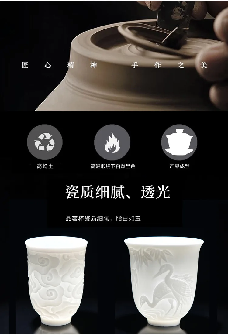 Высокий белый Suet из нефрита и фарфора, индивидуальный настраиваемый кран Xiangyun чашка керамическая мастер чайная чашка для вина набор логотипа