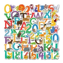 

50PCS Animal Alphabet PVC Graffiti Sticker Decoracion Color Scrapbooking Accessories Child Sticker Flakes Phone Aesthetic