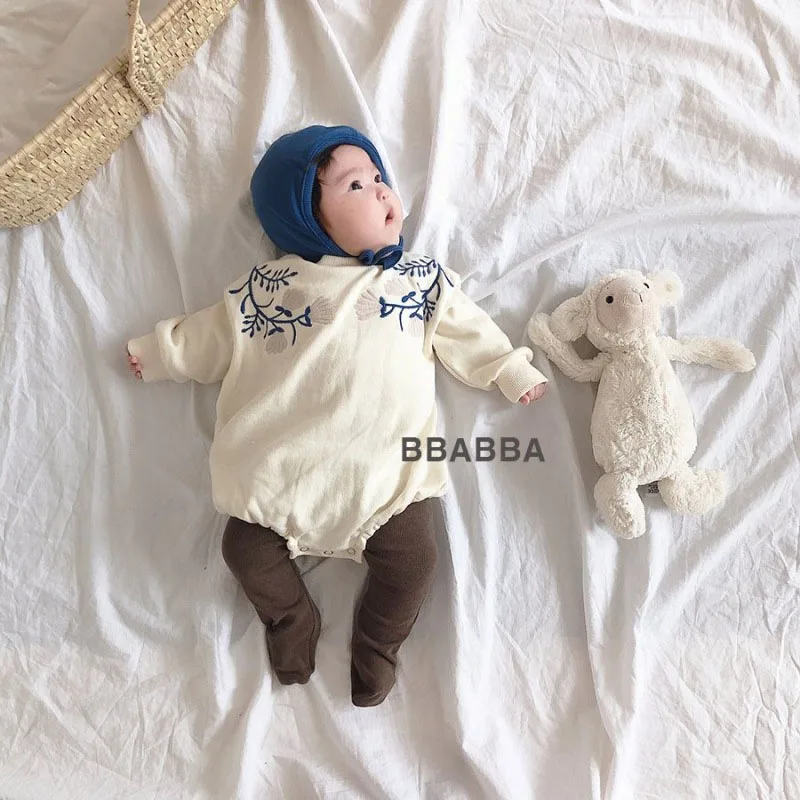 MILANCEL/одежда для малышей; боди с меховой подкладкой для маленьких мальчиков; костюм для малышей с вышивкой; цельнокроеный Детский костюм с круглым вырезом