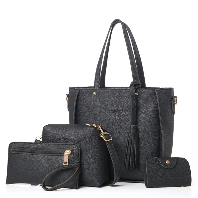 

New Style WOMEN'S Bag Versatile Four-piece Set Large Capacity Different Size Bags Tassels Portable Shoulder Bag Big Bag Foreign