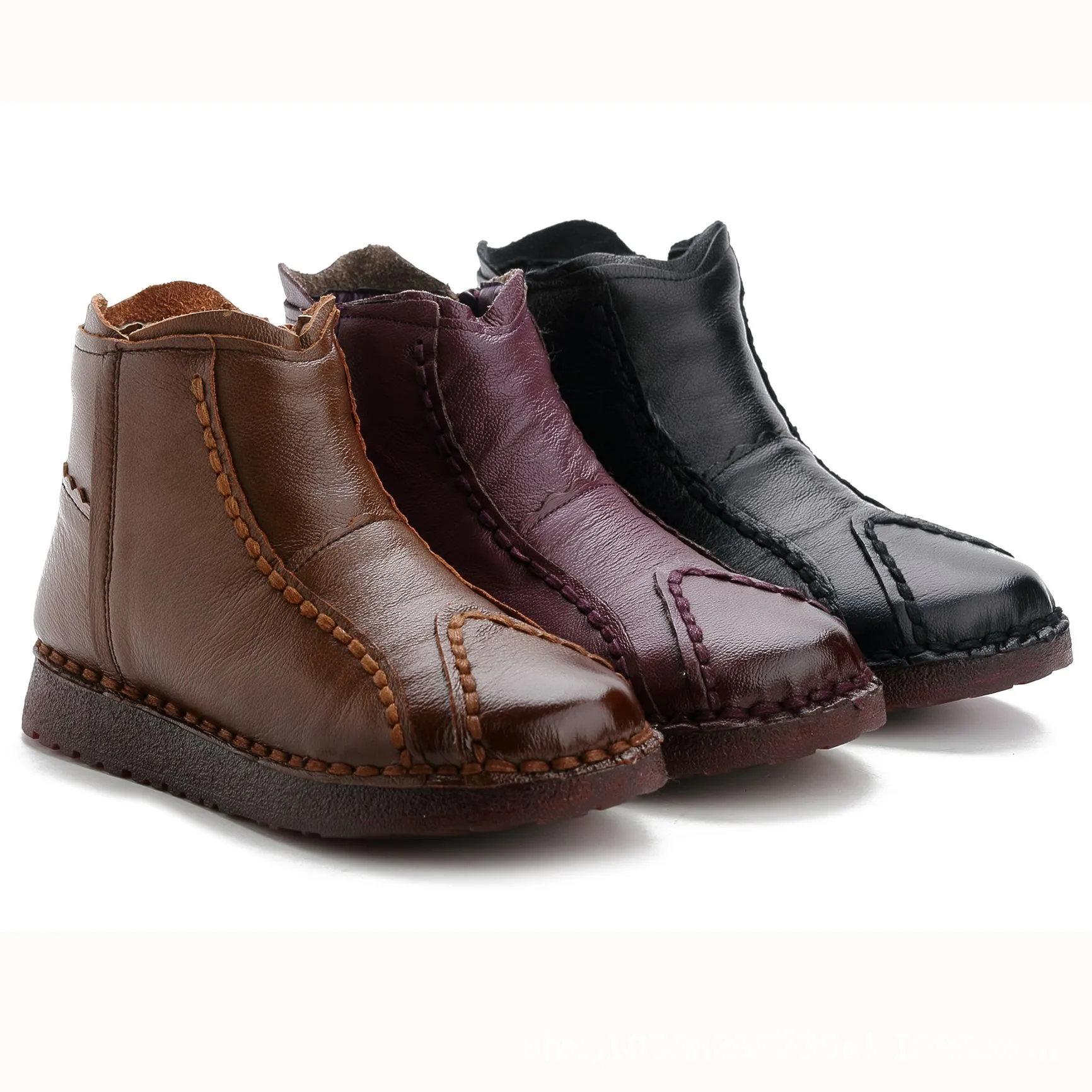 

New Women Booties Women Ankle Boot Genuine Leather Women Boots Warm Fur Female Winter Boots Flats Winter Shoes Bota Women Shoes