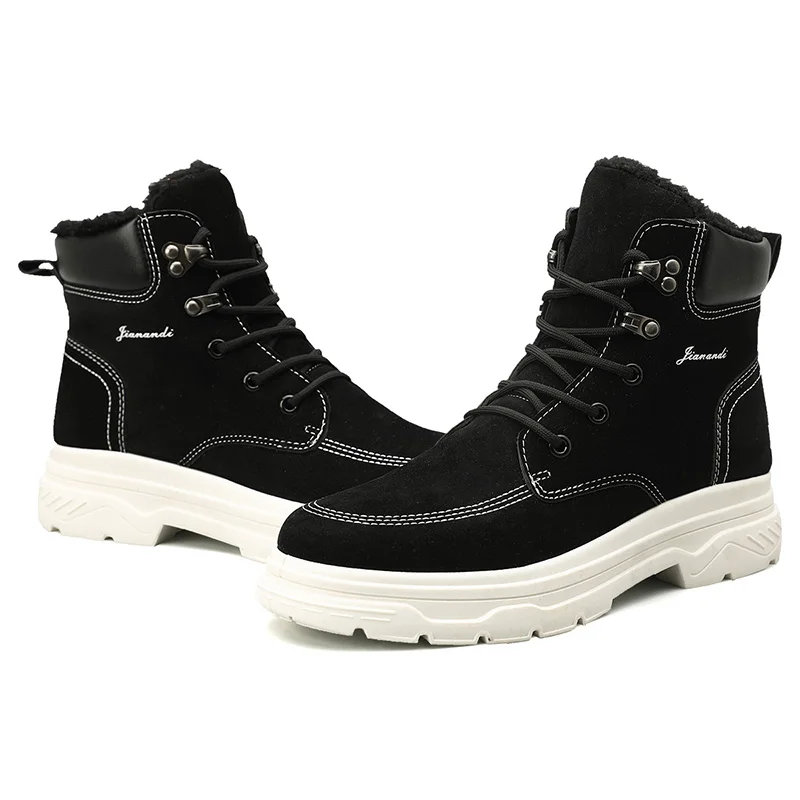 Новые модные удобные мужские ботинки Zapato повседневные зимние теплые на шнуровке