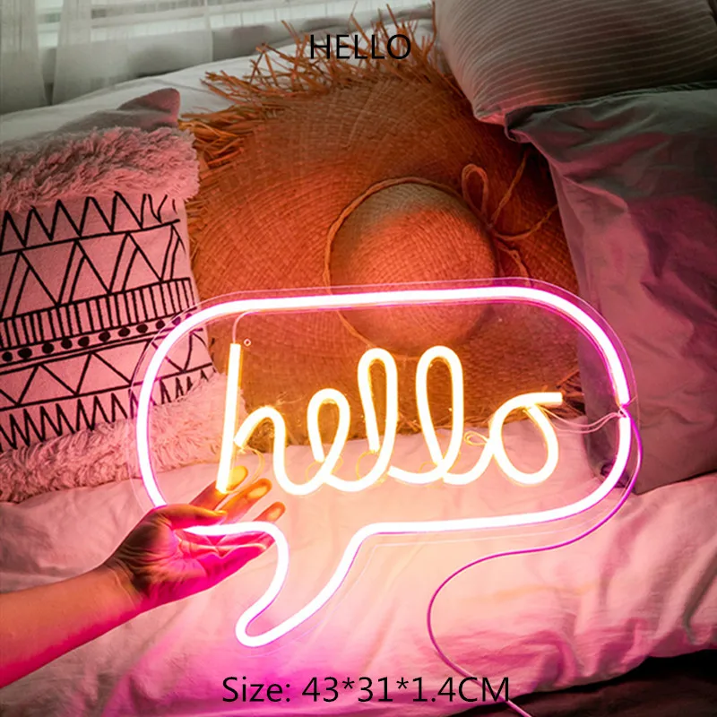 Billige LED Neon Licht Neon Zeichen mit Panel Lampen Neon Gelb Weihnachten Urlaub Partei Bar Kunst Dekoration Wand Lichter Gebäck Display