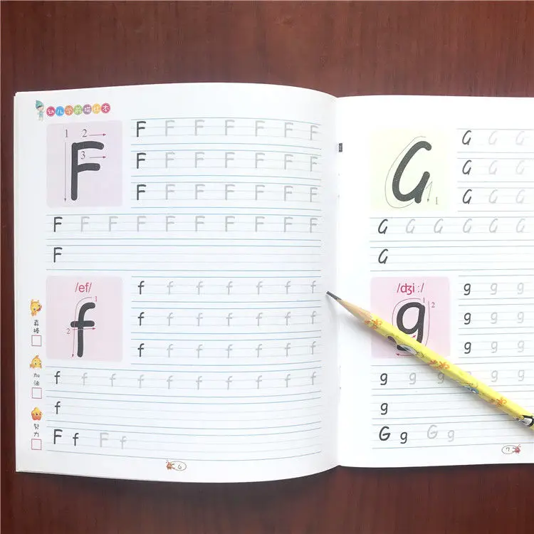 Caligrafia Livros Manuscrito Pré-escolar Crianças Exercícios Copybook Descrição 3d Round Writing 26 Alfabeto Inglês Uppercase 13 Educação & Ensino