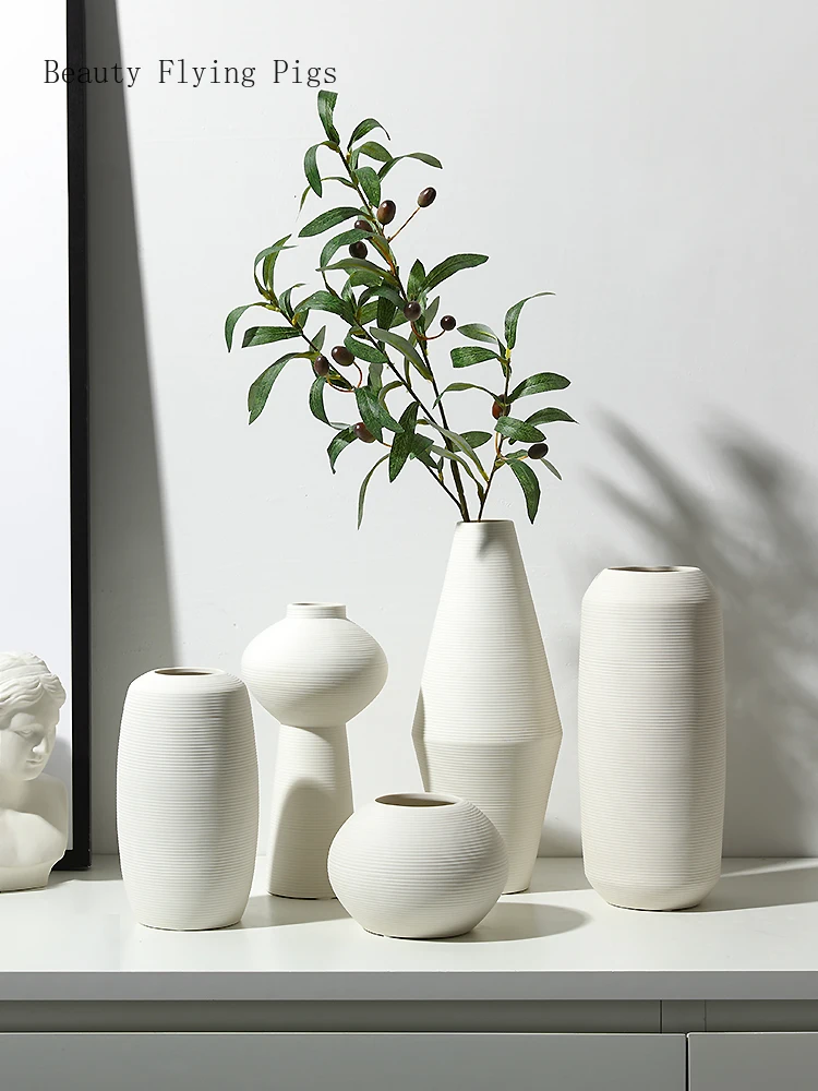 Простая и стильная Геометрическая горящая щетка ваза белая керамическая корзина