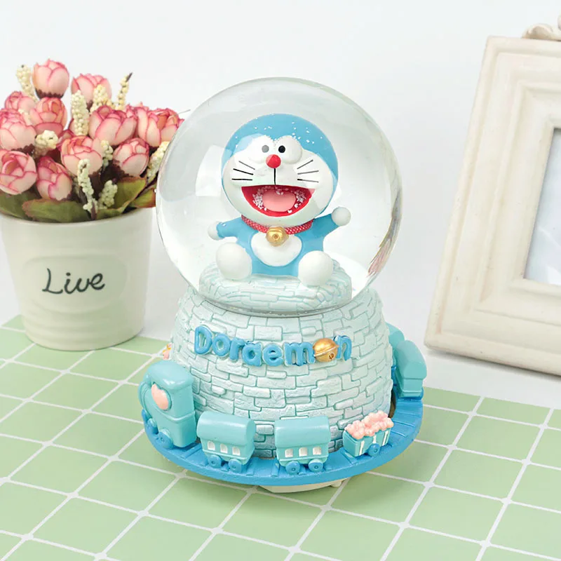 Doraemon креативная Снежинка Хрустальный шар синяя жирная музыкальная шкатулка в виде хрустального шара украшение из смолы студенческий подарок