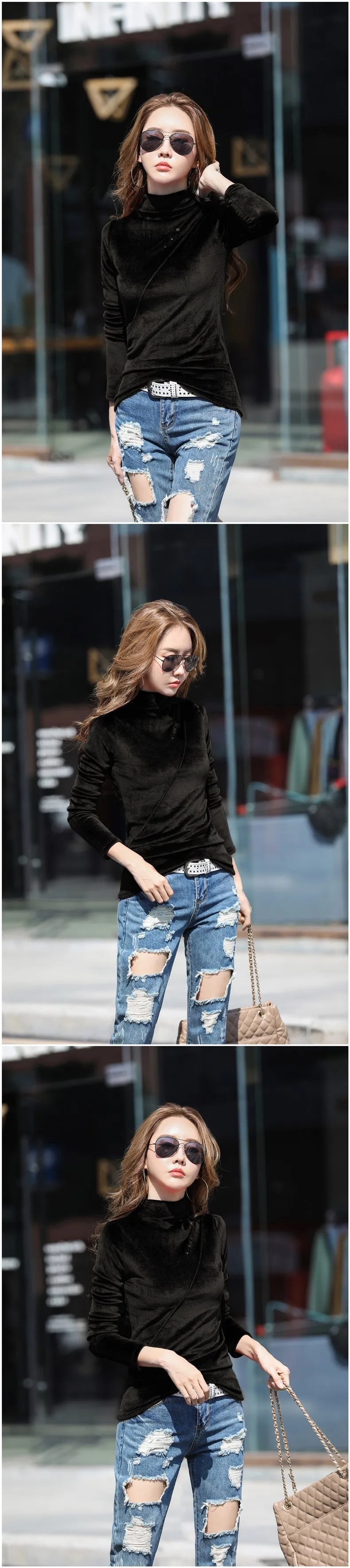 BOBOKATEER velvet christmas t-shirt women clothes camisas mujer long sleeve t shirt women tshirt fashion tee shirt femme