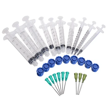 

27pcs/set 1ml/3ml/10ml Measure Syringe + Blunt Tip Needle 14Ga & 18Ga with Tip Caps DIY Liquid Glue Industry Tools