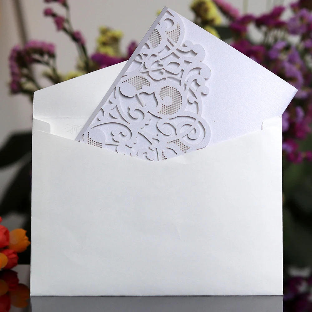  10pcs Blue White Elegant Hollow Laser Cut Wedding Invitation Card Greeting Card Customize Business  - 4.00026E+12