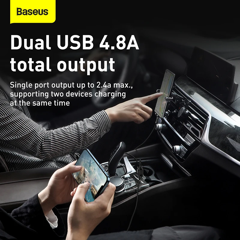Baseus 12V Dual USB 3.1A Автомобильное зарядное устройство для Iphone Samsung Быстрая зарядка Mini