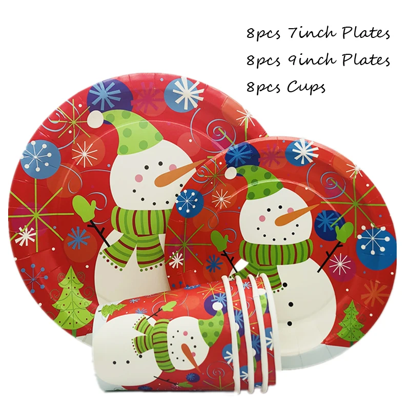 Omilut рождественские вечерние принадлежности Санта-Клауса с Рождеством на день рождения одноразовый набор тарелок салфетки для стаканчиков на Рождество - Цвет: Коричневый