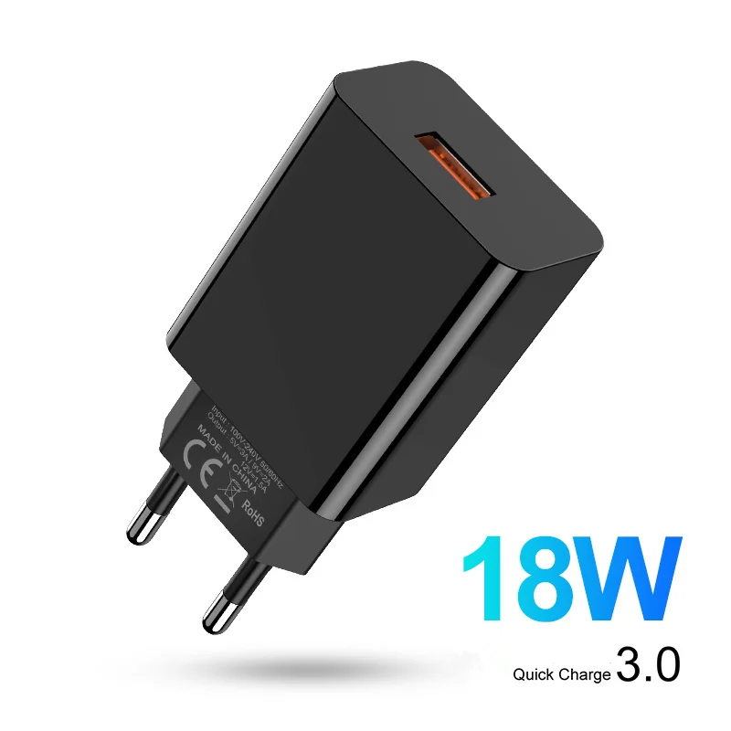 30 Вт Быстрая зарядка 3,0 USB зарядное устройство для телефона с 3 портами, настенное зарядное устройство, светодиодный, быстрая зарядка, мульти для iphone, samsung, Xiaomi - Тип штекера: Black 1 port