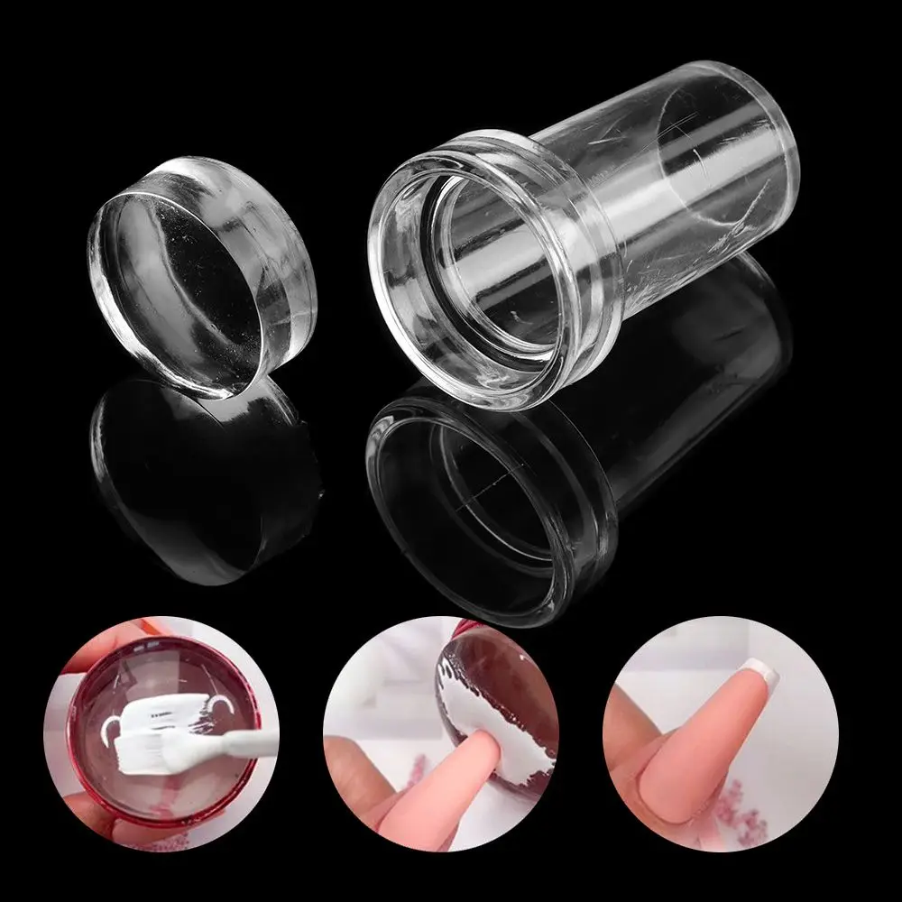 2pcs New Transparent Jelly Silicone Nail Stamper Scraper Set for French Tips Nail Design DIY Stamping Mold Nail Plate Tools 4