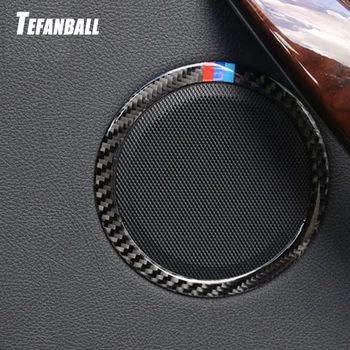 

2Pcs/Set For BMW 3 Series E90 E84 X1 Carbon Fiber Door Audio Speaker Covers Trim Loudspeaker Decor Circle Rings Car Accessories