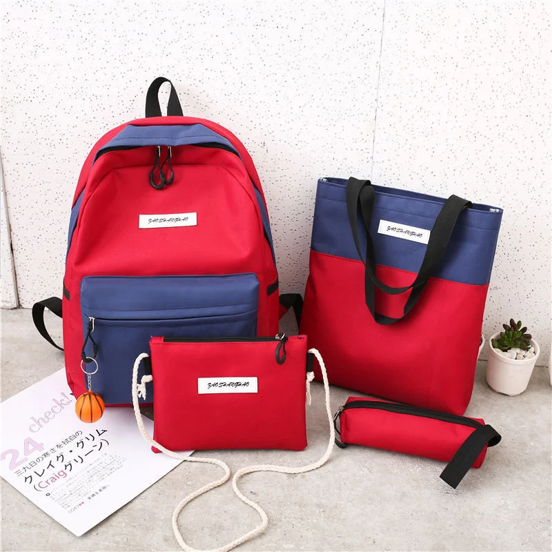 Женский рюкзак PUBGS, новинка, холщовые сумки для студентов, школьные сумки, 4 предмета в комплекте, с панелями, функциональные, повседневные, в консервативном стиле, большая ВМЕСТИТЕЛЬНОСТЬ
