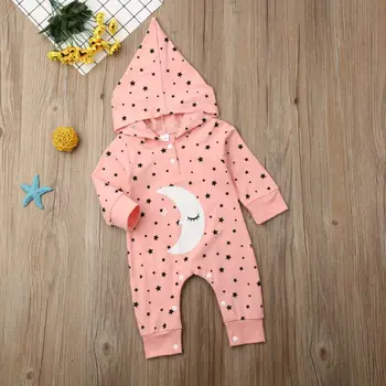 

Newborn Baby Unisex Kids Moon Hooded Jumpsuit Romper Winter Warm Clothes Sets