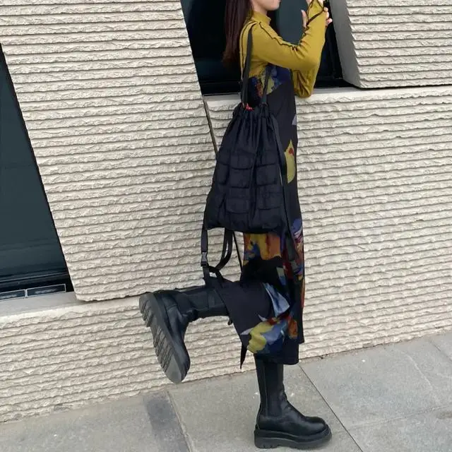 Harajuku retro oil painting long skirt T-shirt two-piece suit 2021fashion woman Y2k tie-dye printing print suspender dress women 5