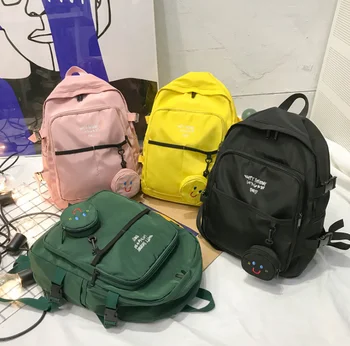 

Pure color nylon student bag large capacity lightweight breathable wear-resistant sports backpack outdoor leisure school bag