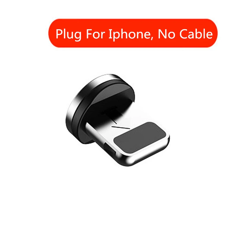 Магнитный зарядный кабель типа L, Micro usb type C, 8-контактный кабель для USB шнура для мобильного телефона, магнитное зарядное устройство на 90 градусов для iPhone X 8 7 - Цвет: Iphone Plug No Cable