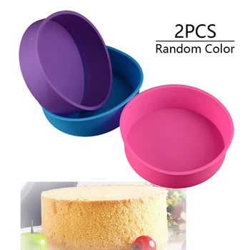 

2pcs Cake Pan DIY Silicone Mold Kitchen Mousse Durable Party Bread Practical Mould Round Shape Non-stick Baking Bakeware