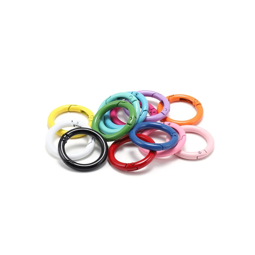 5Pcs/Lot 21 Colors Metal O Ring Spring Clasp Openable Round Carabiner Keychain Clips Hook Dog Chain DIY Jewelry Buckle Connector