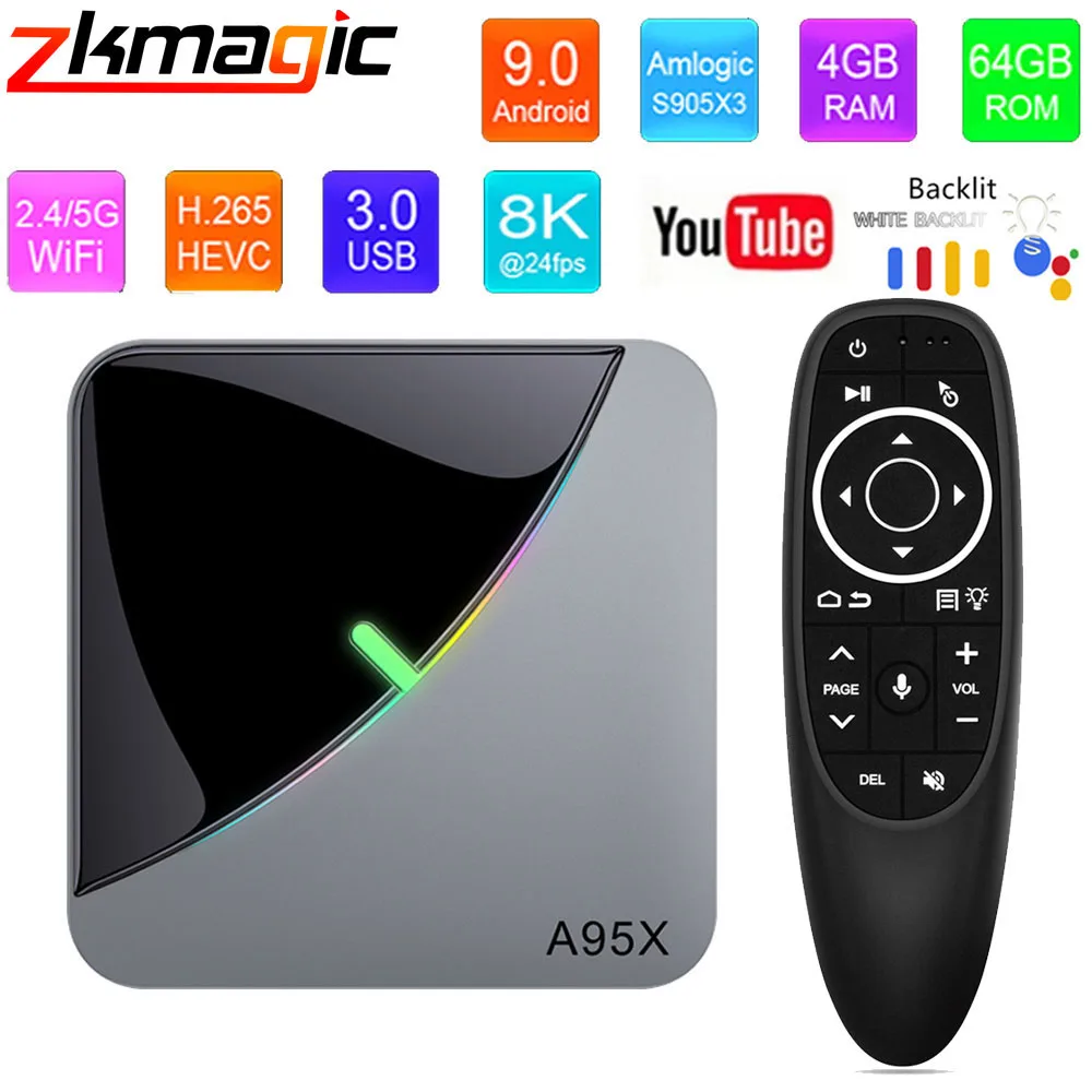 A95X F3 Air Smart TV Box Android 9.0 4GB 64GB RGB Light Amlogic S905X3 Chip google tv box 2.4G 5G Wifi BT 8K Media Player TV Box|Set-top Boxes| - AliExpress