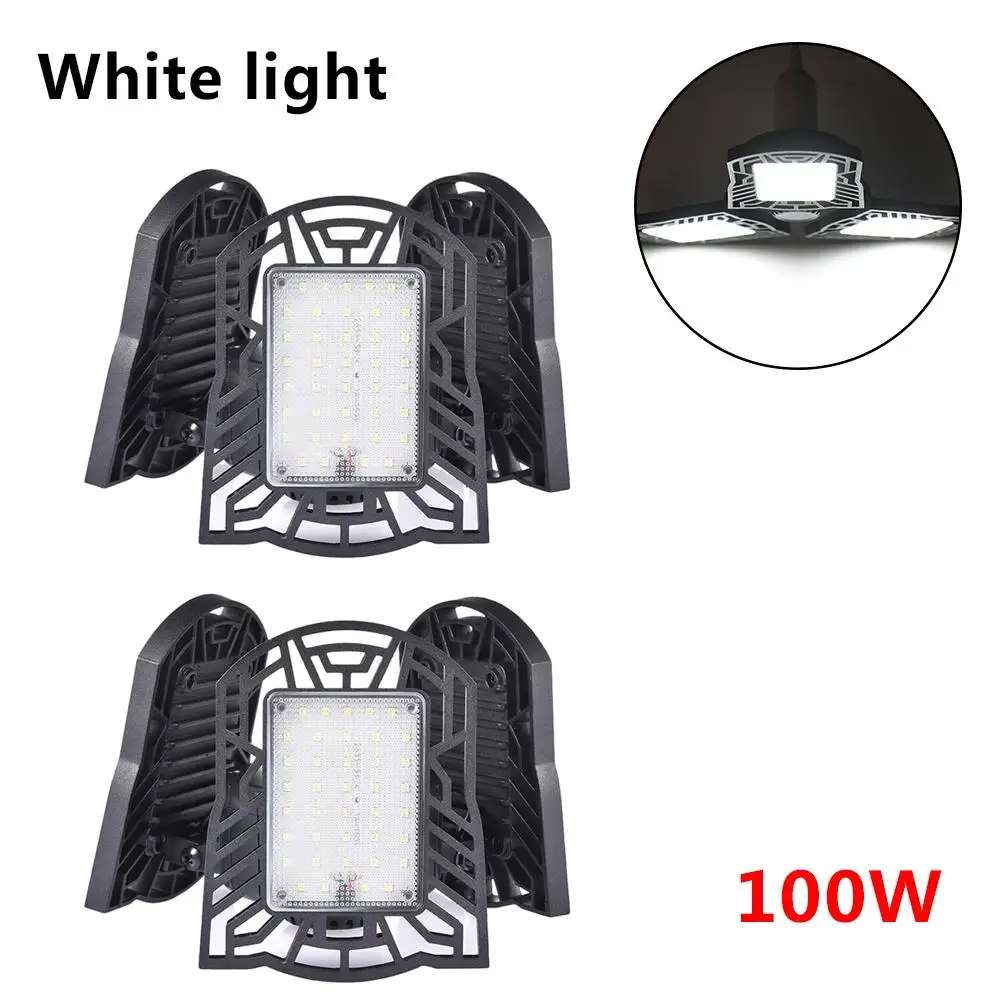 2pcs 100W Deformable LED Garage Light High Bay Light Waterproof E27/ E26 Ceiling Light Factory Workshop Industrial Light 85-265v