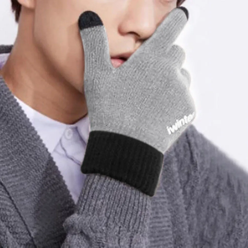 Новые Зимние перчатки для женщин и мужчин, вязаные мужские спортивные зимние уличные водонепроницаемые экстра-изолированные перчатки для сенсорного экрана#11 - Цвет: Beige