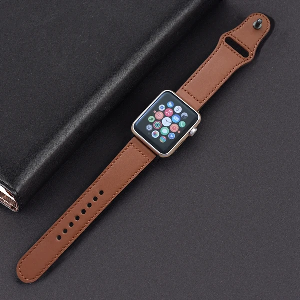 Натуральная кожаная Петля ремешок для apple Watch группа 5 4 44 мм 40 мм, ремешок для наручных часов iwatch, версия 3/2/1 38 мм 40 мм Смарт Браслет для замены - Цвет: Brown