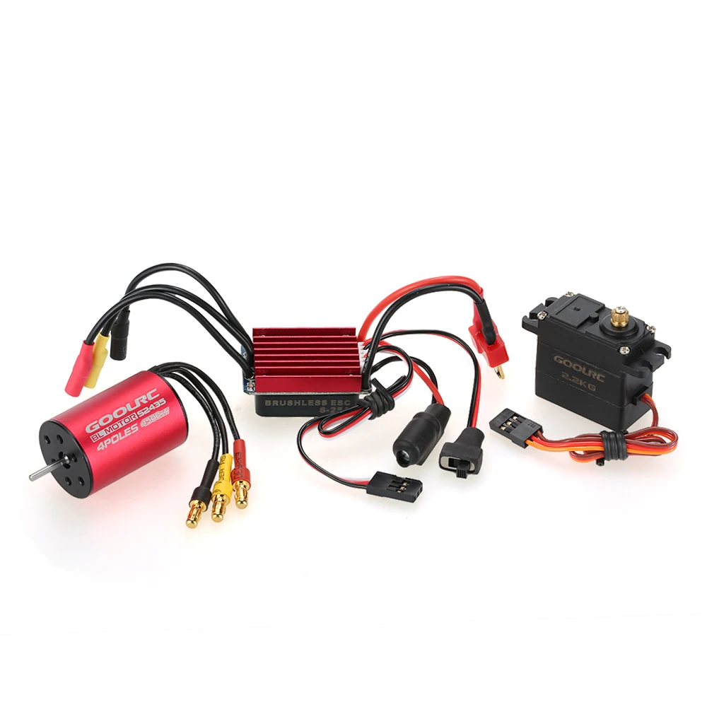

S2435 4500KV Brushless Motor S-25A ESC with 2.2kg Metal Gear Servo Upgrade Brushless Combo Set for 1/16 1/18 RC Car Truck