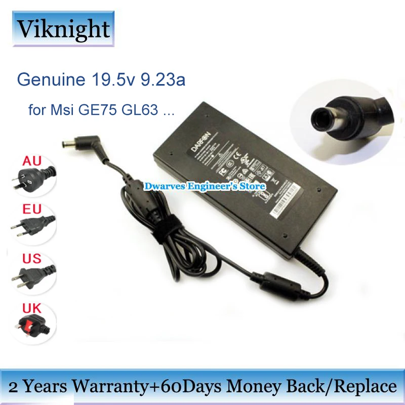 

Genuine DARFON BAA81950 19.5V 9.23A 180W ac power supply adapter for MSI GE75 RAIDER 8SE, GL63 8RE-616XFR GL63 8RE-616X charger