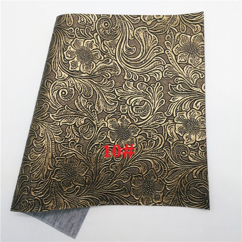 10 Glitterwishcome 21X29 см A4 размер винил для бантов цветы тисненая кожа, Винтаж искусственная кожа листы для бантов, GM637A - Цвет: 10