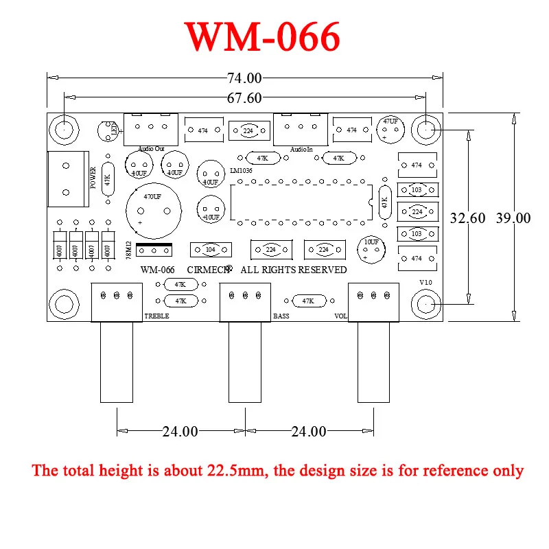 CIRMECH LM1036 OP-AMP HIFI 증폭기 프리 앰프 볼륨 톤 EQ 제어 보드 DIY 키트 및 완제품
