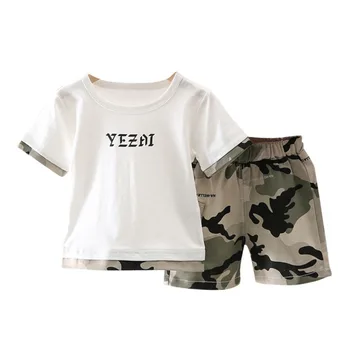 

2020 New Summer Children Fashion Clothes Kids Boys Girls Letter Shirt Striped Shorts 2Pcs/sets Baby Clothing Toddler Sportswear