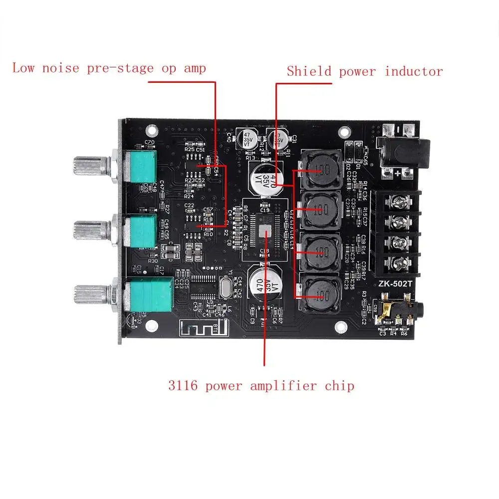 Hi Fi Stereo Tone Version bluetooth 5 0 Audio Power Amplifier Board 50W 50W Bass Adjustment Subwoofer Dual Channel Amp Module