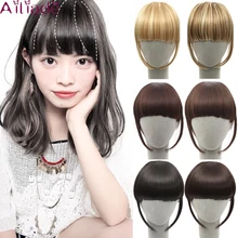AILIADE натуральные короткие передние аккуратные челки поддельные бахрома зажим для наращивания волос Высокая температура волокно коричневый блонд несколько цветов