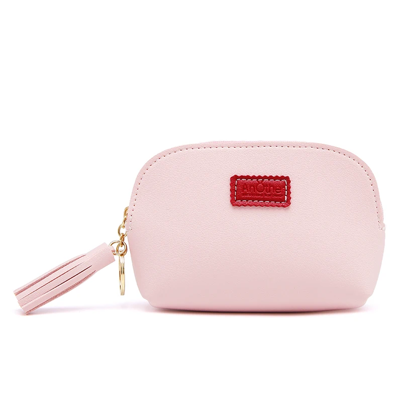 JANE'S кожаный женский кошелек для монет, модный брелок с кисточкой, маленький кошелек для мелочи, вместительный клатч для карт, банкнот, ключей, сумки - Цвет: second pink