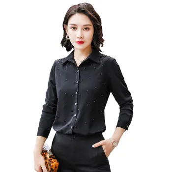 

2020 autumn new temperament teacher long sleeve shirt slim